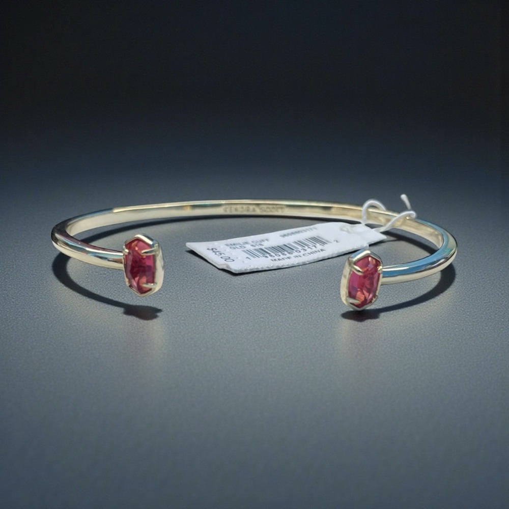 Kendra Scott Emilie Cuff Bracelet with Red/Pink Accents NWT